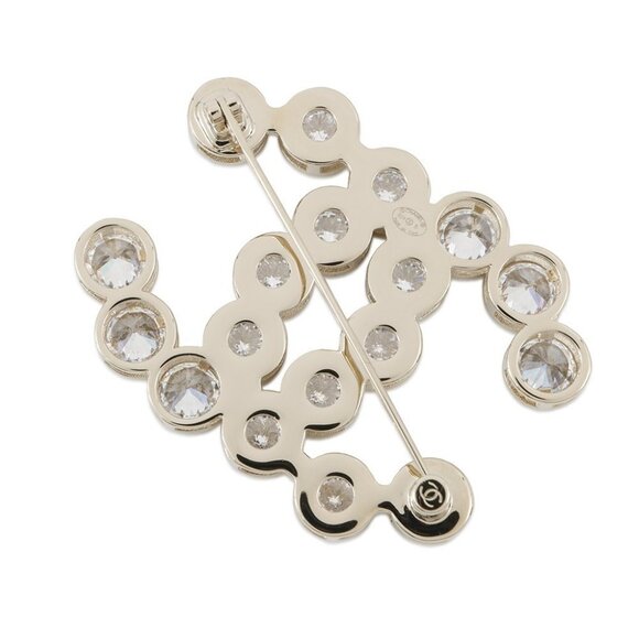 CHANEL CC Logo Brooch Rhinestone/Gold Plated - Picture 12 of 13